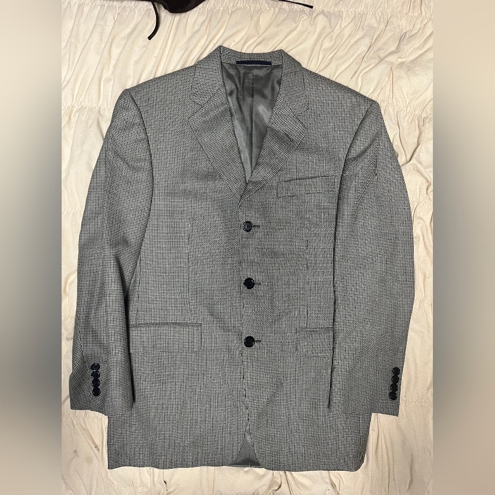BURBERRY PERFECT SHAPE Tan,grey And Black Plaid Jacket with Wool Grey Trim